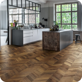 Паркетная доска Kahrs Chevron Collection 151XADEKWFKW180 Oak Chevron dark brown